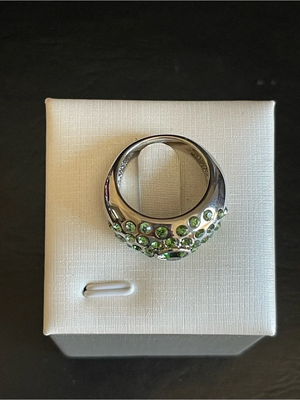 Green Crystal Cocktail dome Ring